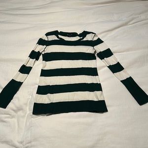 The Gap Womens Small Green White Sweater Long Sleeve Cotton Blend